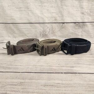 Adidas Mens 3 Pack Braided Stretch Golf Belts Gray Olive Navy Blue Woven